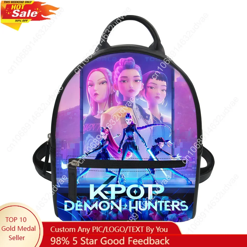 

K-Pop Demon Hunters Backpack Purse Women Schoolbag Personalized Double Shoulder Bag High Quality Mini Daypack Leather Travel Bag