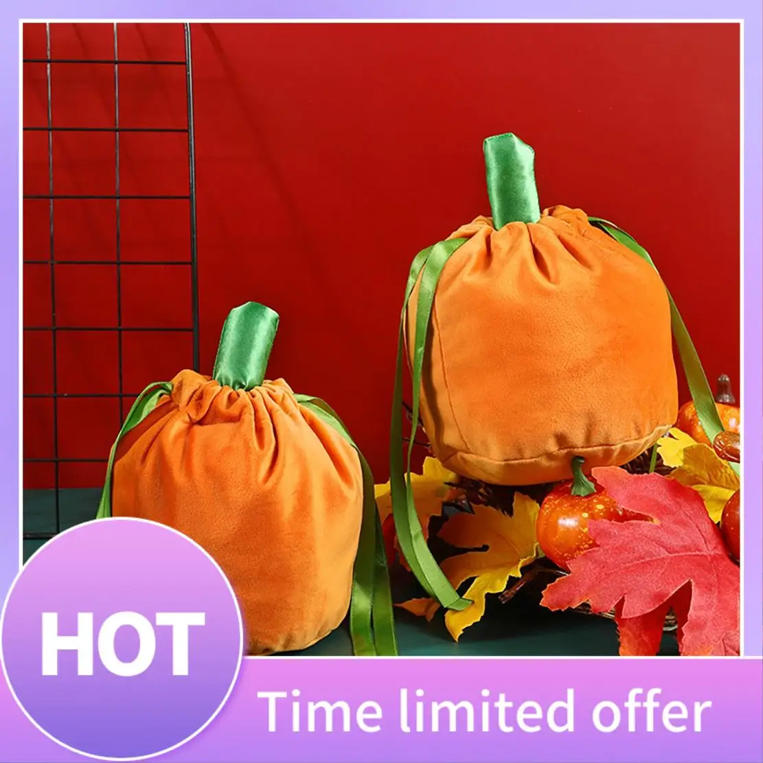 

A11R 10PCS Pumpkin Candy Gift Bag Festival Gift Bag 13X15cm