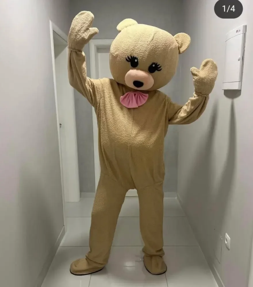 

New Bear Mascot Costume Tie Teddy Bear Cartoon Plush Doll Couple Costume Birthday Party Surprise Gift Halloween Dress Head Coat