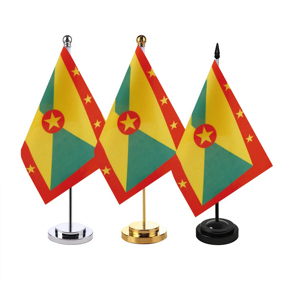 CYPOMELO office desk flag Grenada flag 14x21cm Grenadadesktop small decoration flag including flagpole