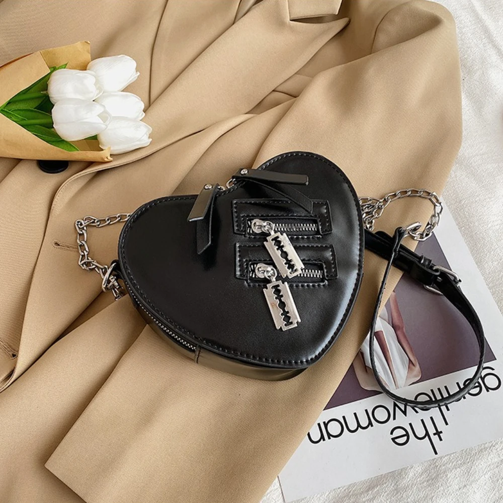 

Сумка через плечо, креативная цепочка в форме сердца с любовью, корейская модная маленькая сумка из искусственной кожи для женщин, персонализированная модная повседневная сумка