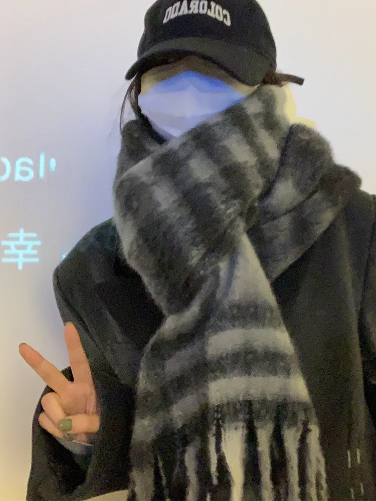 Thickened Plaid Scarf Winter Warm Style for Men And Women Couple Neck Warmer Scarves Korean Version Bean Brand Long Rectangle