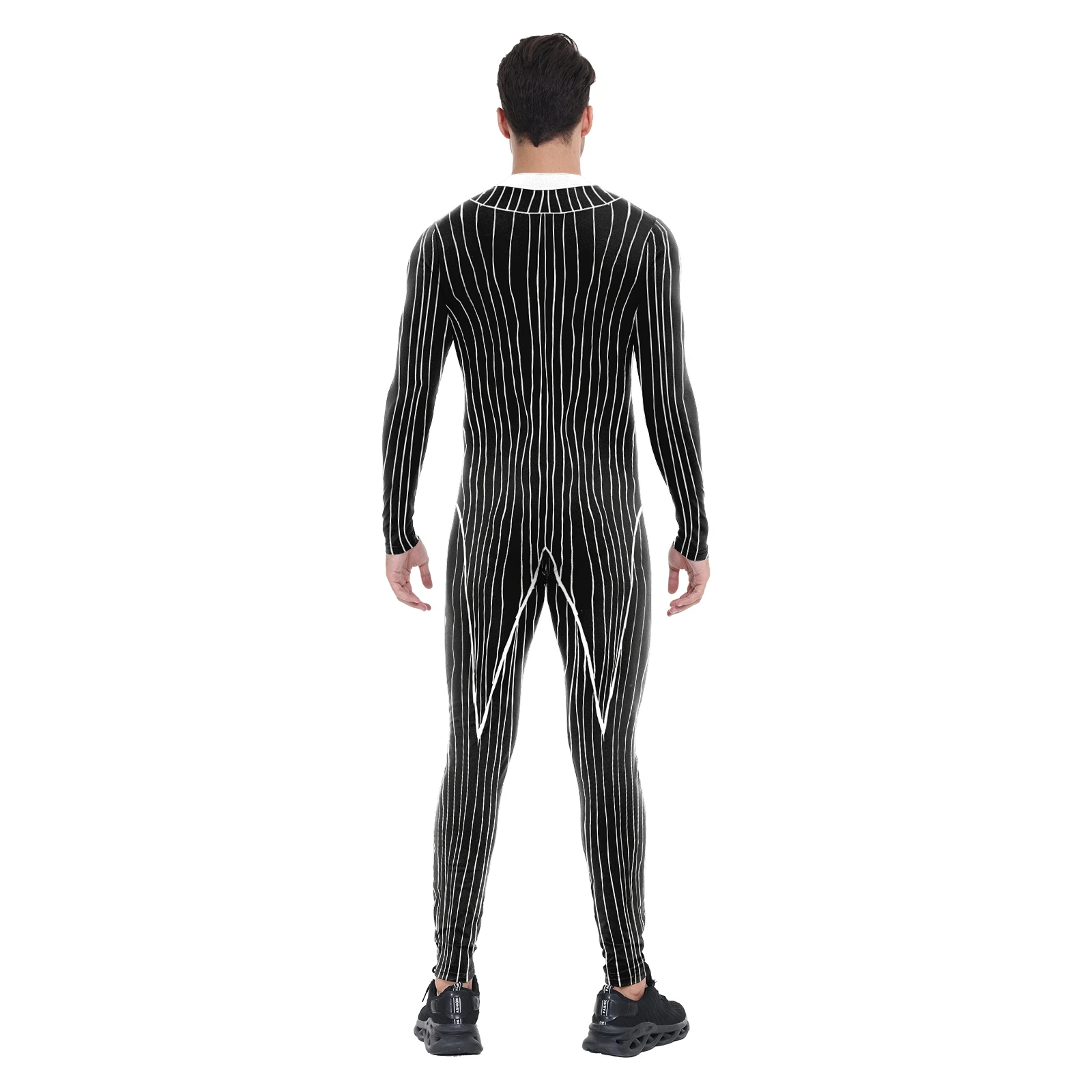 Black White Stripe Cosplay Costume Anime Movie Jack Role Play Jumpsuit Man Halloween Party Performance Bodysuit Carnival Outfits