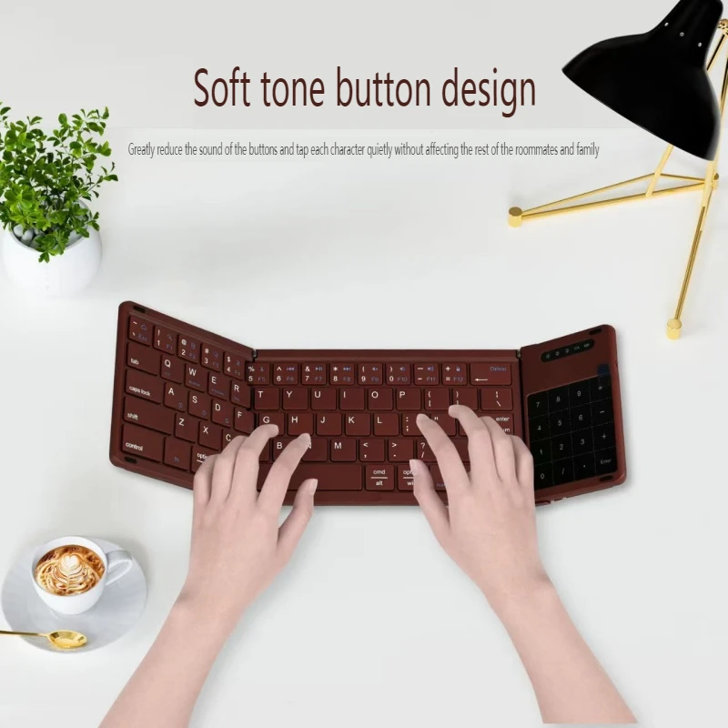 Folding Keyboard 3 Channels Bluetooth 5.1 Wireless Pu Portable Keyboard for Windows Android IOS Tablet Ipad Phone Keypad