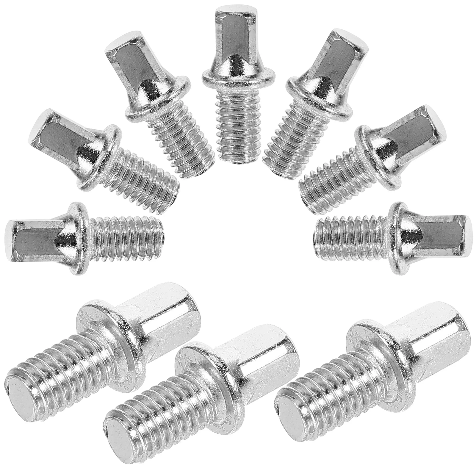 10pcs Drum Key Bolt M6x10mm Metal Square Shape Head Length 20mm 25mm Drum Kit Pedal Mallet Hammer Mounting Screws Silver