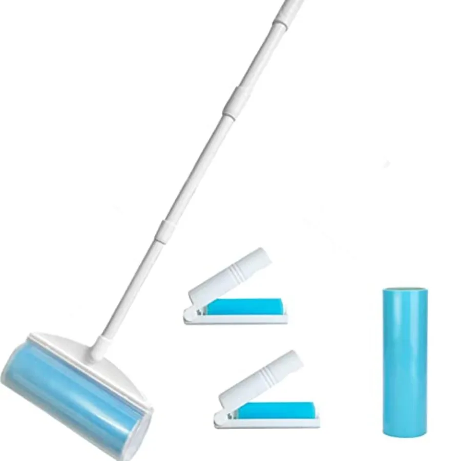 

8 Inch Reusable Large Lint Roller, Washable Sticky Pet Hair Remover with Retractable Extendable Long Handle, Big Cleaning Tool