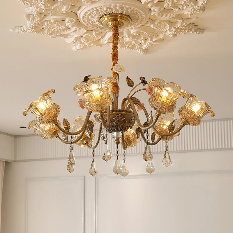 Luxury Hanging Glass Chandelier For Bedroom Living Dining Room Romantic Flower Ceramics Chandelier Nordic Branch Chandeliers