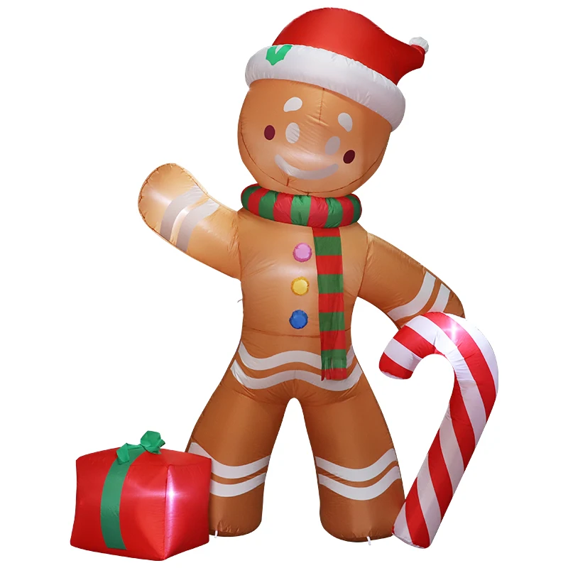 

2.5m Christmas Inflatables Gingerbread Man with LED Lights Ornament for Xmas Party Indoor Outdoor Garden Yard Props Decoration