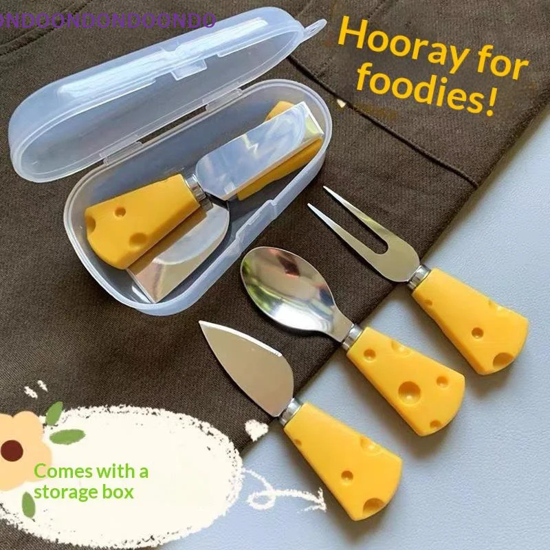 Stainless Steel Super Cute Cheese Knife With Cheese Shaped Handle Cute Breakfast With Butter Cake Bread Dessert Fork