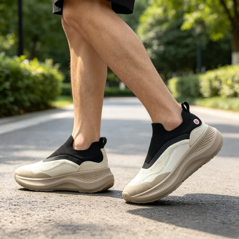 Men's Slip On Walking Shoes Lightweight Breathable Casual Sneakers Thick Sole Comfort Loafers for Spring Summer Travel Commuting