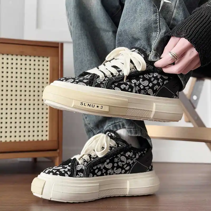 

Lace Up Thick Heel Men's Casual Shoes Sneakers Hightop Sneakers Boots Size 46 Sports To Play Athletics Sapateni High-level