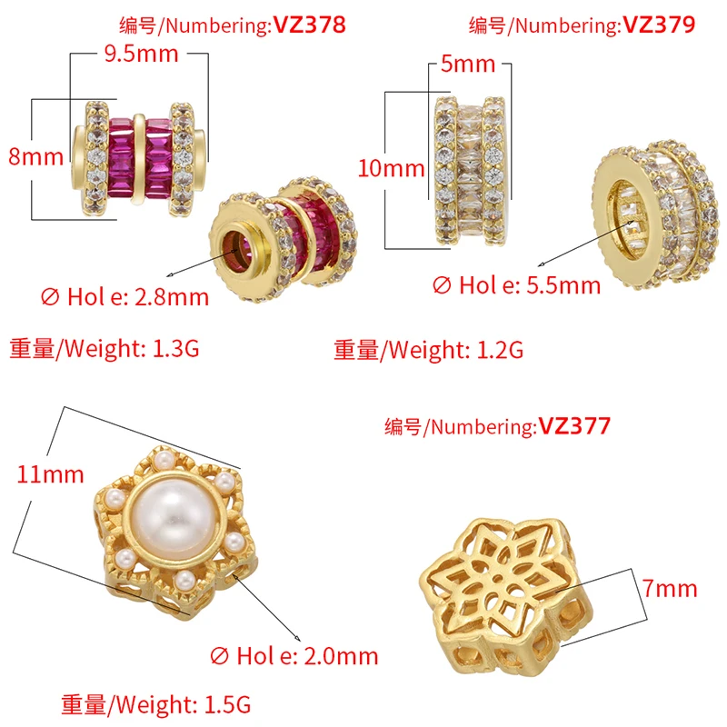 ZHUKOU 8/10mm Round beads for jewelry making Flower Pearl spacer beads diy Beads to make bracelets Jewelry accessories VZ377