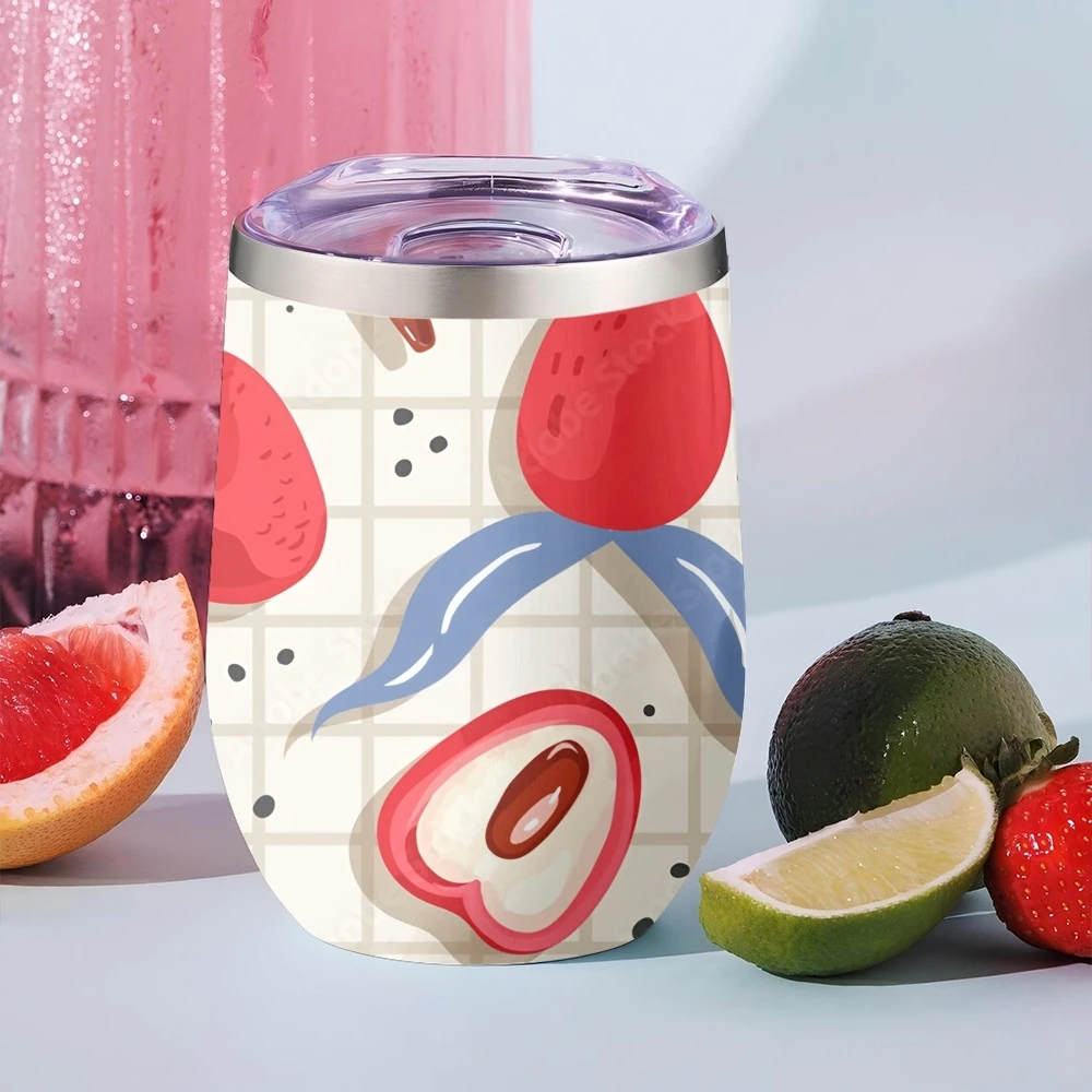 Lychees Sommer-Vakuumflaschen 12oz Isoliert mit Deckel Doppelwandige Vakuum-Edelstahl-Tasse Heiß- & Kaltgetränkebecher Geschenk