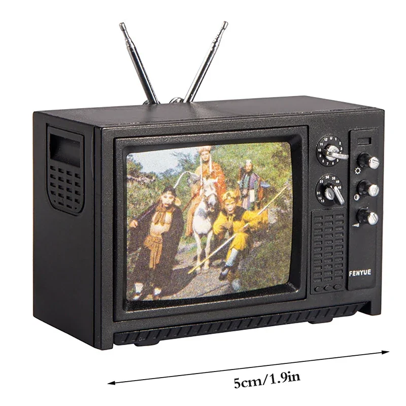 1 szt. Miniaturowy telewizor do domku dla lalek w skali 1:12, telewizor w stylu vintage z obrazem, model mebla do domku dla lalek, zabawka dekoracyjna