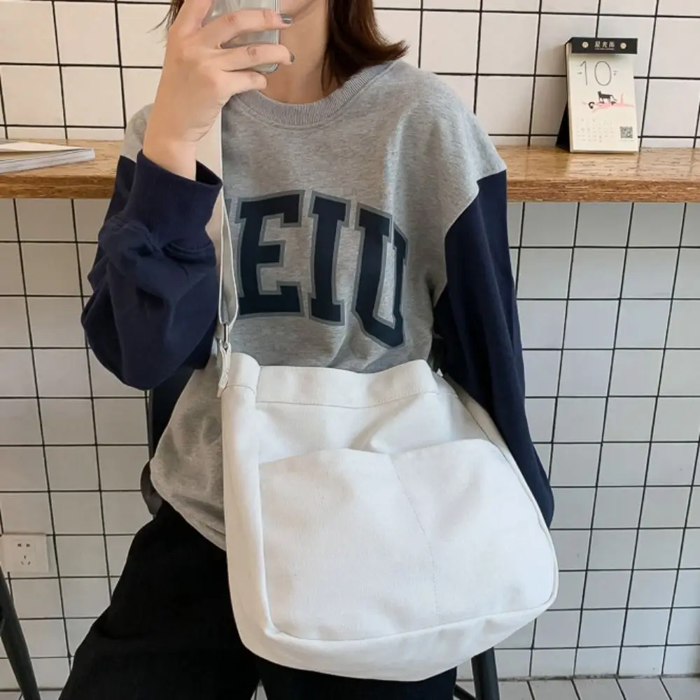 

Crossbody Bags Solid Color Canvas Tote Bag Large Capacity Commuting Women Handbag Casual Simple Student Shoulder Bags Casual