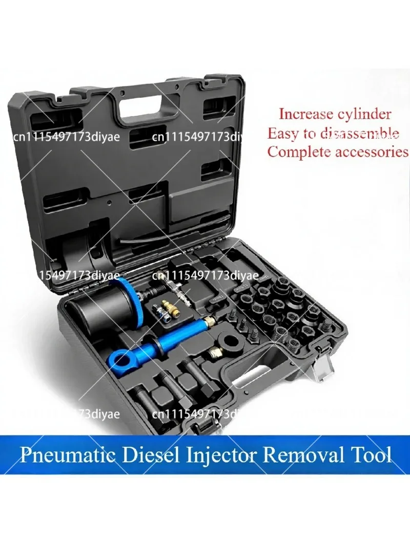 28pc Pneumatic Diesel Injector Puller Kit, Injector Extractor Tool with 18 Adapters for Various Connection Types