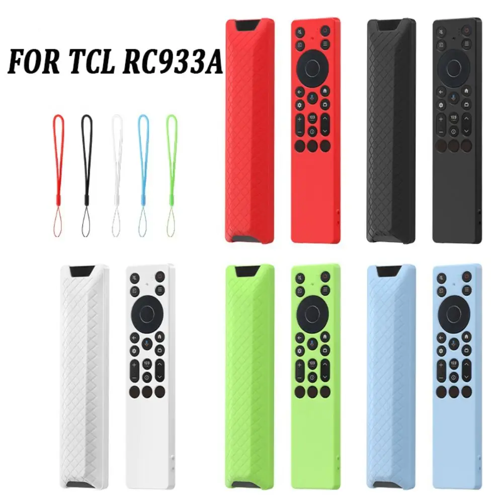 Silicone Remote Control Case Non-Slip Shockproof Remote Protective Cover Anti-scratch with Lanyard for TCL RC933A