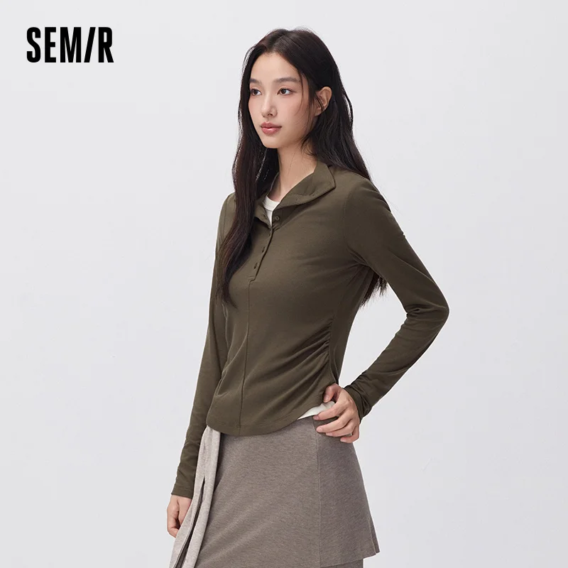 Semir Women Knit Tshirt Thermal Warmth Slim Fit Half Placket Minimal Design 2026 New Winter Daily Wear Urban Casual Style
