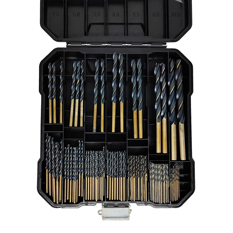 

99Pcs HSS Twist Drill Bit 1.5mm-10mm Hardening coating surface 135 degrees power tool accessories used for Wood Metalworking