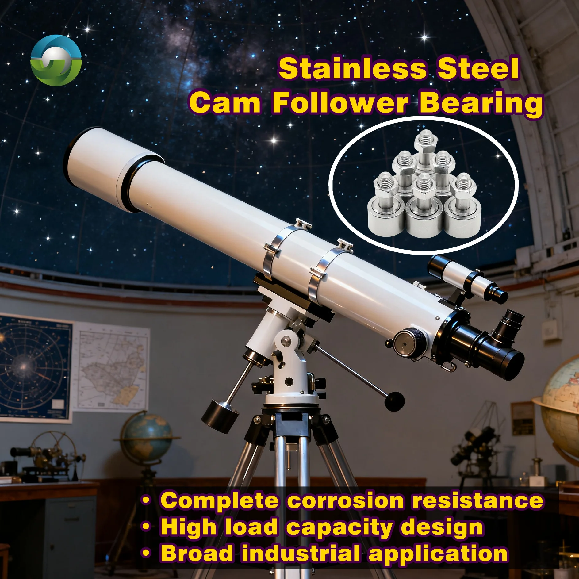 

1Pcs CF6 SUS304 M6X16X28.2 mm Cam Follower bearing Stainless Steel Needle