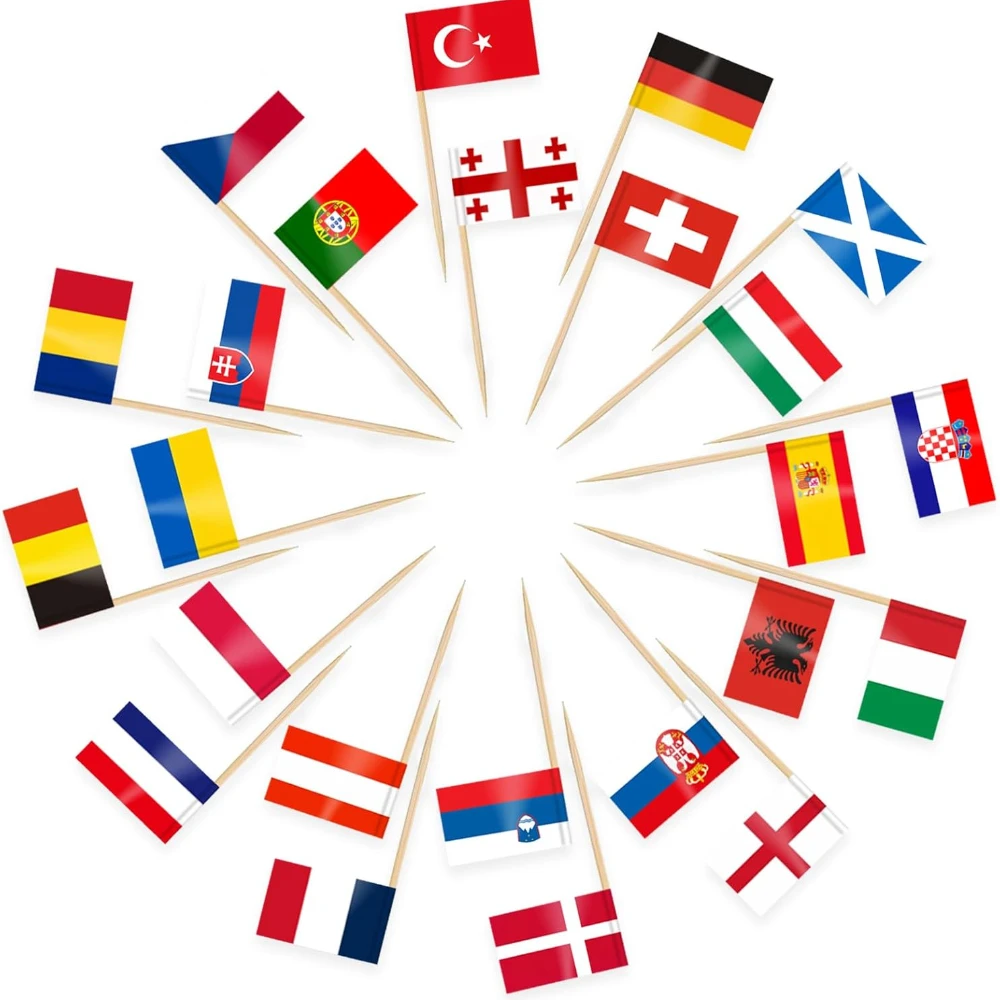 100 Pcs 10 Countries Toothpick Flags, Mini Flag Cupcake Toppers,Different Countries Flags Cocktail Picks for Party Decorations