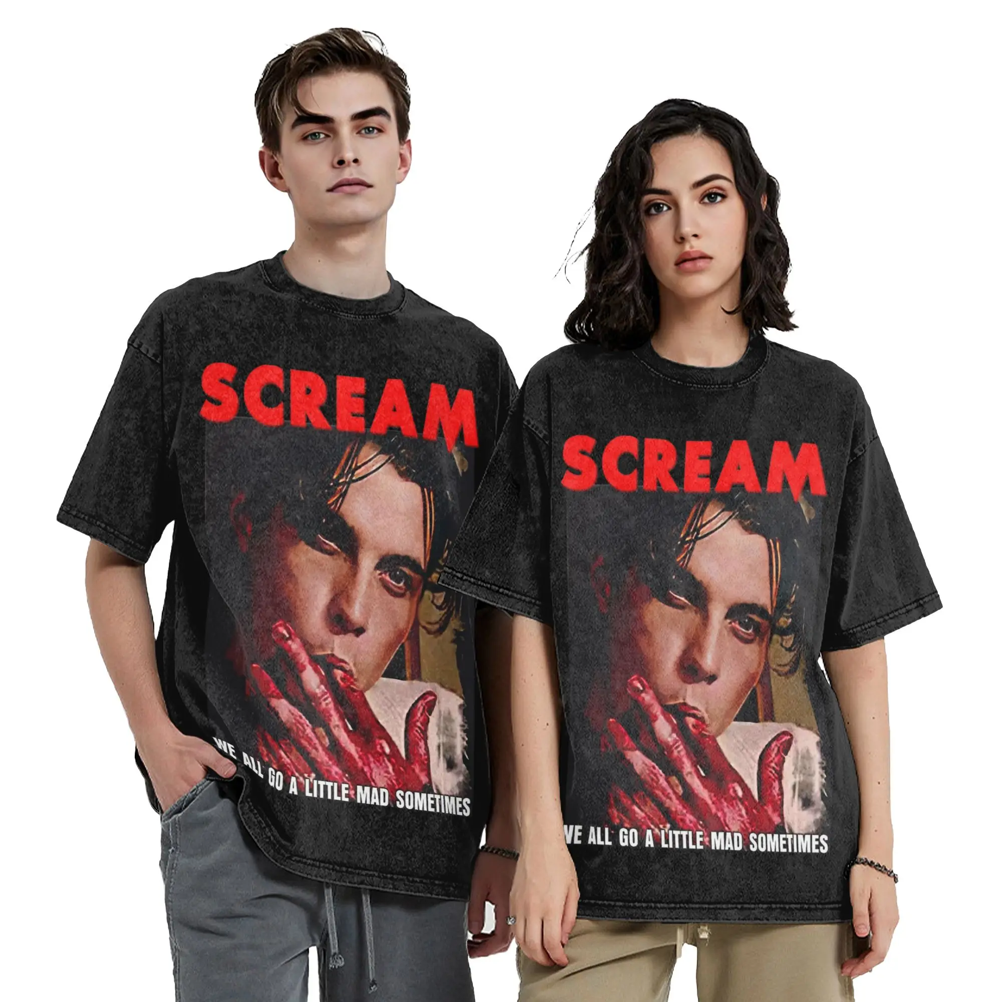 Horror Billy Loomis Scream 1996 T Shirts Hip Hop Washed Short Sleeve Harajuku T-Shirt for Men Women Tops Streetwear Tee Shirt