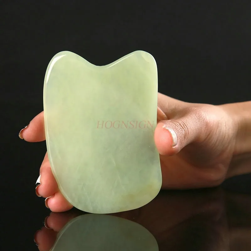 Jade Gua Sha Scraping Massage Tool, Premium Nepherite Jade Stone, Hand Made Great Guasha Tool for ASTYM,Myofascial Release | Hel