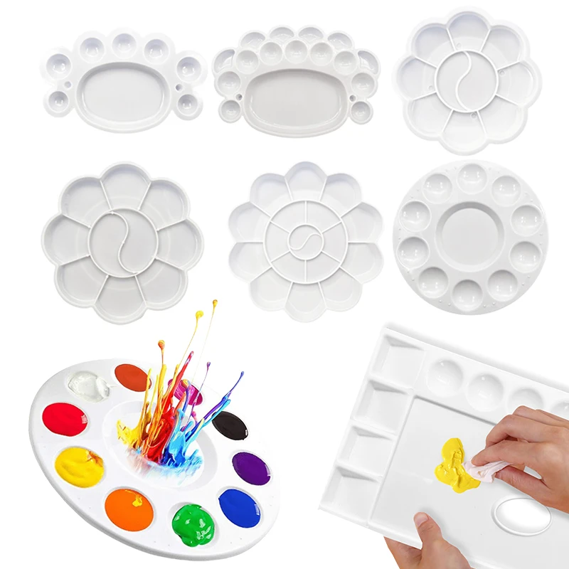 1PC Painting Palette Plastic Tray 11 Shape Available Office School Student Drawing Equipments Watercolor Oil Painting Supply ZYF