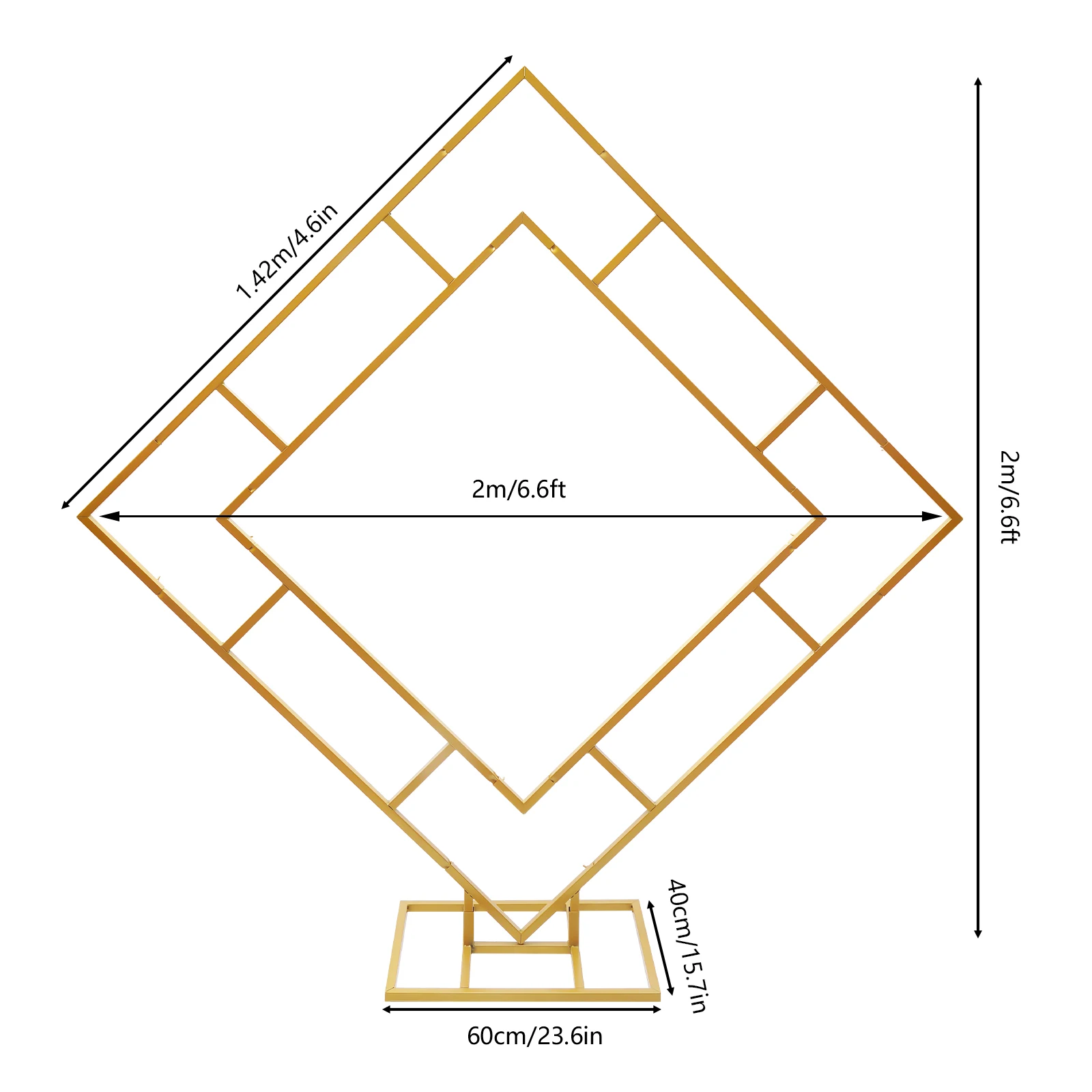 Imagem -03 - Decoração Quadrada do Arco do Suporte do Casamento Sinal de Boas-vindas do Tubo Dobro Suporte do Fundo para o Partido dos Eventos Ouro e Branco Quadro 6.6ft