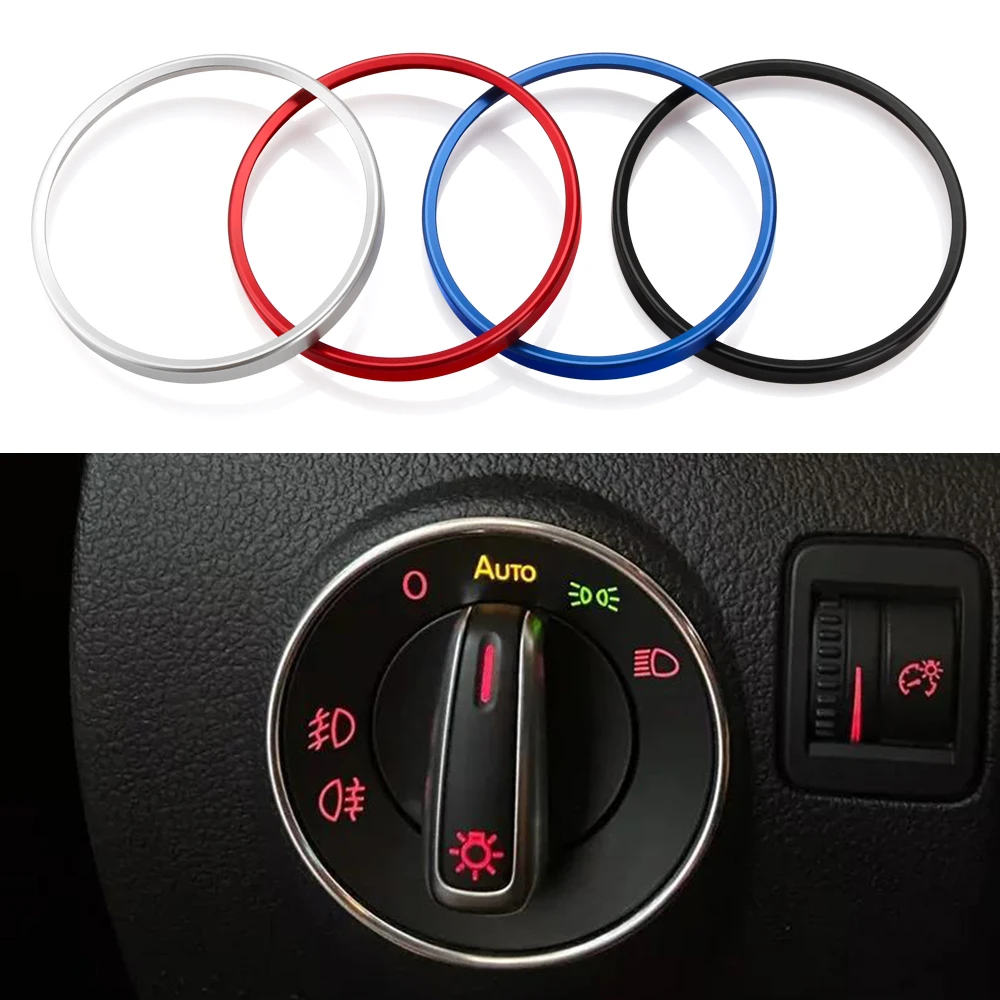 Car Headlight Switch Decorative Frame Trim Ring Sticker Fit for Volkswagen VW Golf Jett MK5 MK6 Passat B6 B7 CC Touran Tiguan