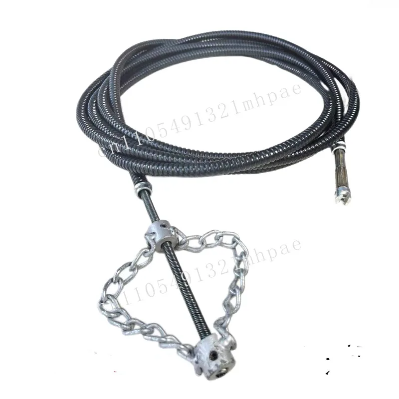 

Handheld drain dredging tool with solid chain and spring for effective removal of grease-clogged pipes