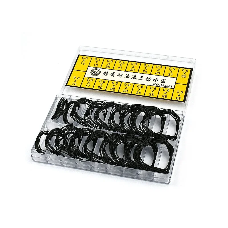 Caja trasera de reloj, herramientas de reparación de juntas tóricas impermeables de goma para relojero, espesor 0,5 Mm/0,6 Mm, 200 Uds.