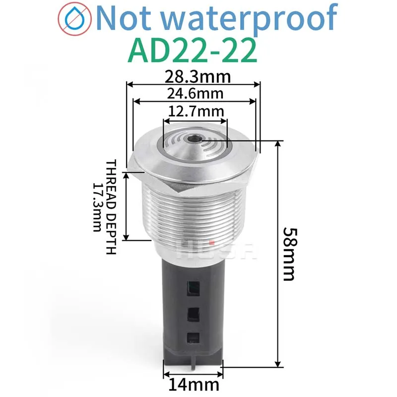 Metal Buzzer AD16-22 12v24v220v  16mm19mm Speaker Warning Device Light With Flashing 110V LED Waterproof RED light