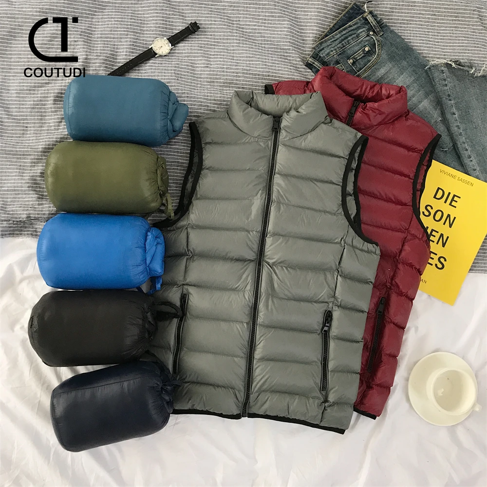 COUTUDI-Sleeveless Puffer Jacket for Women, Ultra Light, Packable, Warm White Duck Down Vest Coat, Lightweight Outwear,Waistcoat