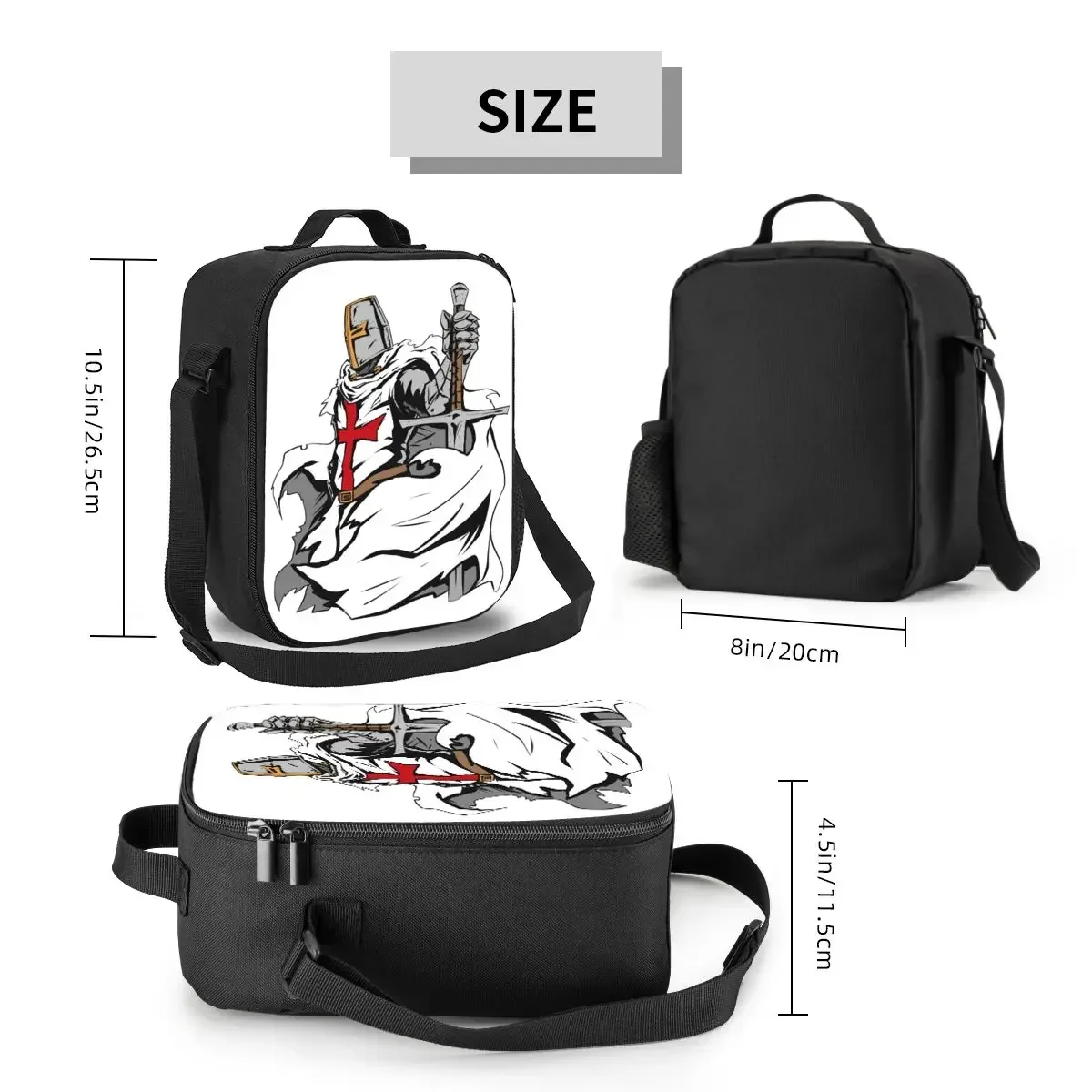 Knight Templar Sword Crusader Resuable Lunch Boxes for Multifunction Thermal Cooler Food Insulated Lunch Bag Kids School