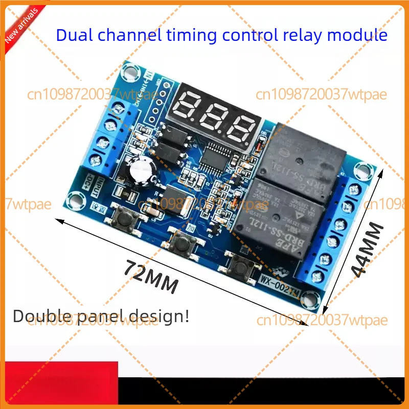 For Dual Channel Time Delay Relay Module, Multifunctional Timing Cycle On/Off Switch Controller Board Industrial Grade