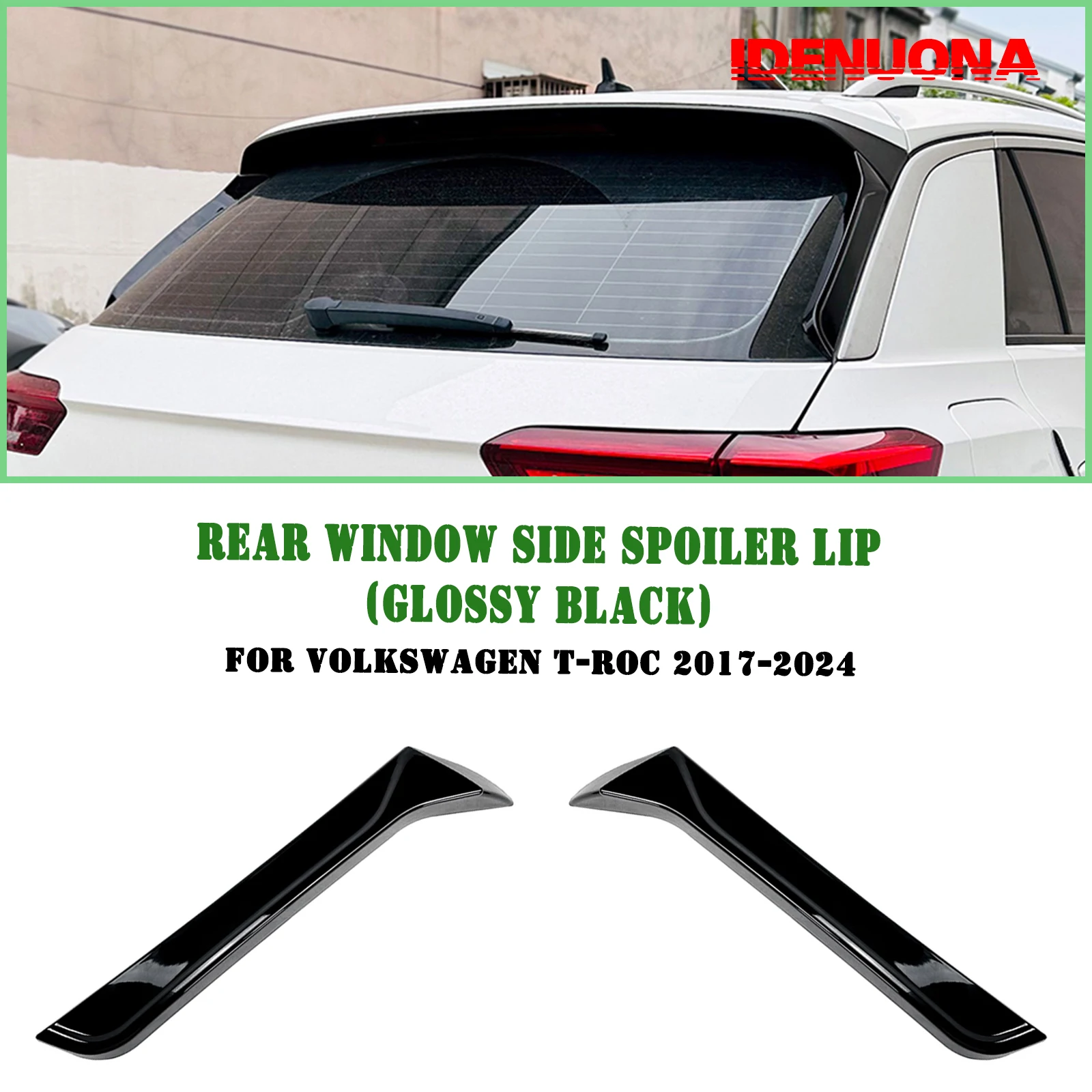 

For Volkswagen VW T-Roc 2017-2024 Rear Window Side Spoiler Wing Carbon Fiber Look/Gloss Black Tail Windshield Trim Decorative