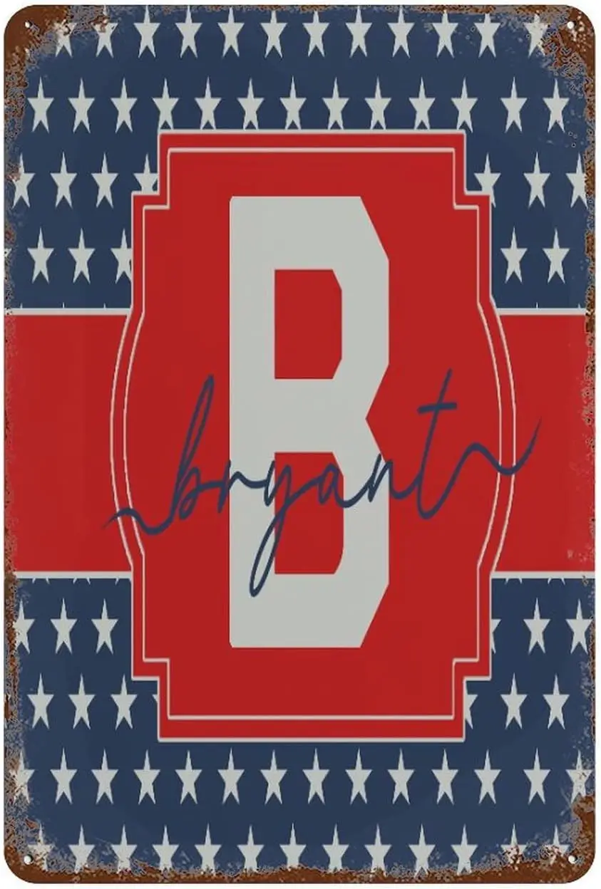 Hanging Metal Tin Sign America Stars Patriotic Monogram B Tin Signs 8