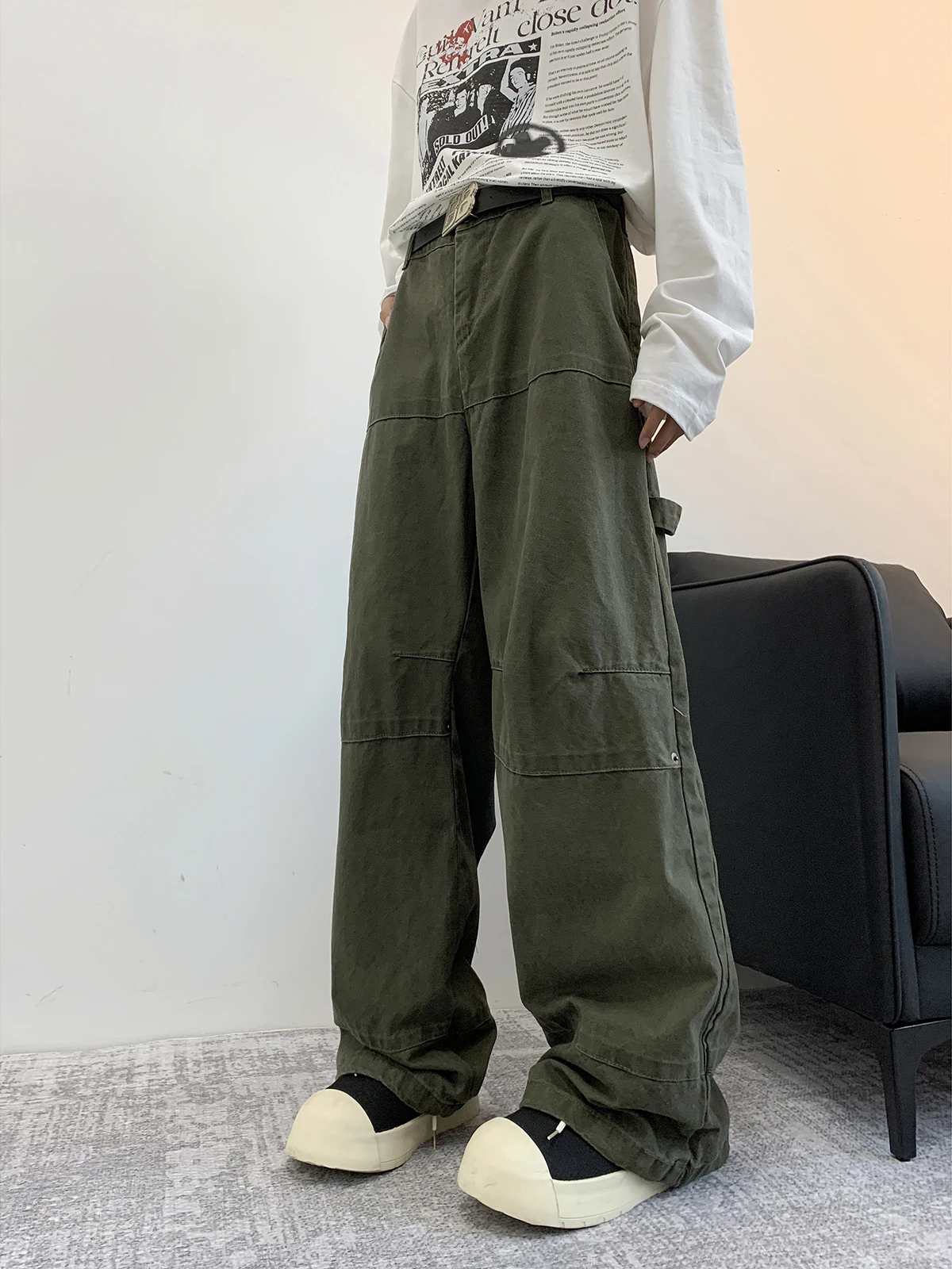 

Military een Logging Workwear Jeans Men's American Retro Baggy Straight Loose Casual Wide Leg Long Pants Autumn Sle