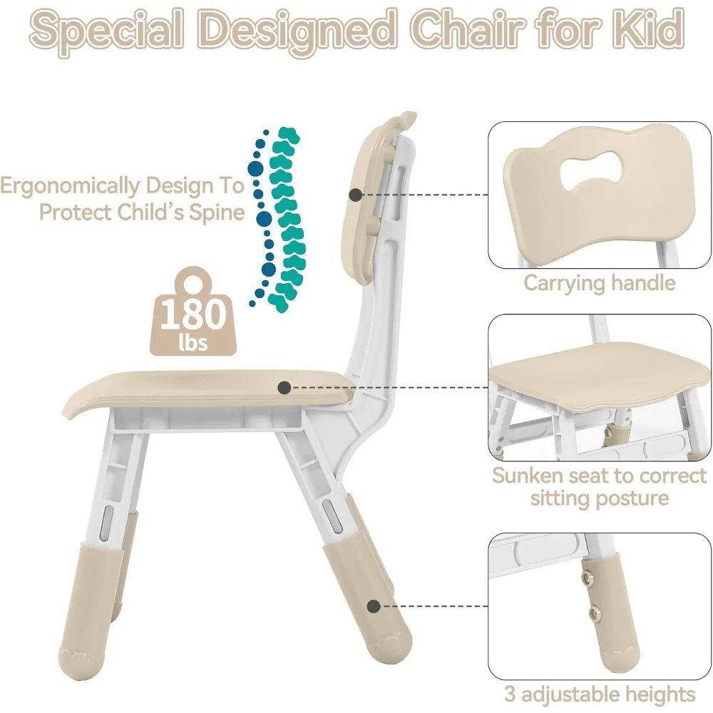 Conjunto de mesa infantil e 2 cadeiras, conjunto de mesa e cadeira para crianças com altura ajustável e mesa graffiti, 31,5''L x 23,6''W Crianças