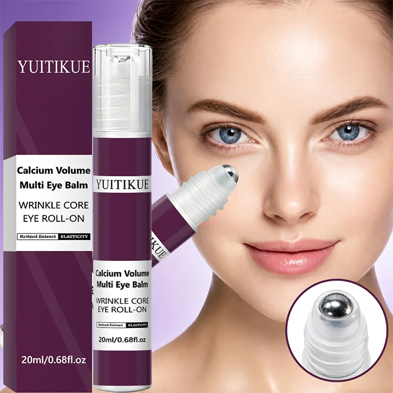YUITIKUE Calcium Volume Multi Eye Roll On Balm Retinol Extract Boost Elasticity Smooth Fine Lines Hydrate Under Eye Skin Care