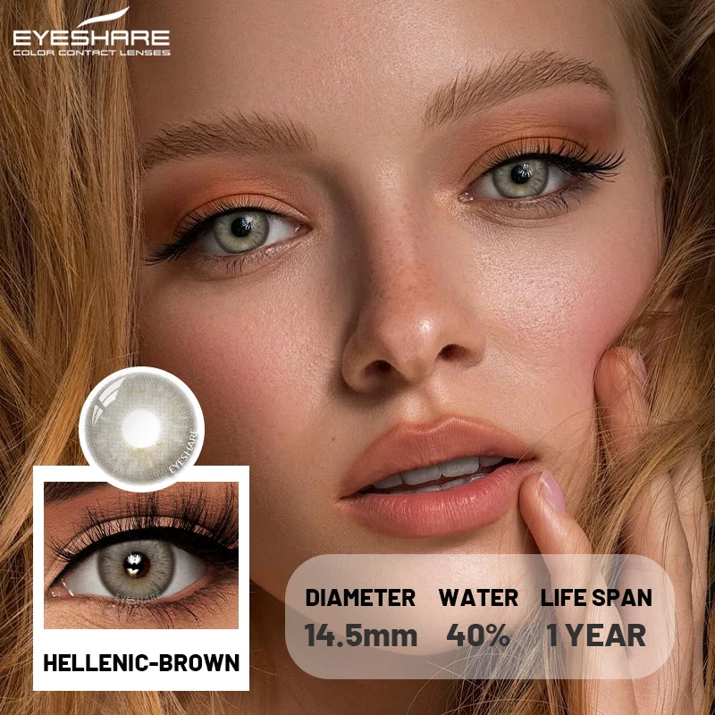 EYESHARE 2Pcs Color Contact Lenses Colored Pupils for Eyes Blue Eye Lenses Beauty Gray Lens Green Contacts Yaerly Brown Lenses