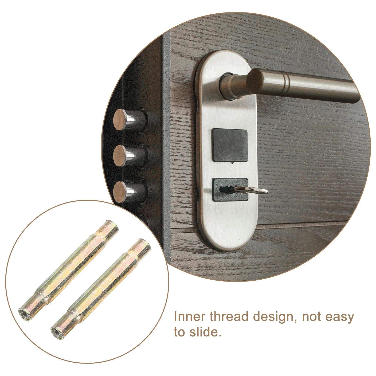 

2pcs Stainless Steel Lock Connectors Safety Inner Thread Replacement For Door Handles Gate Door Accessories Hardware Connecting