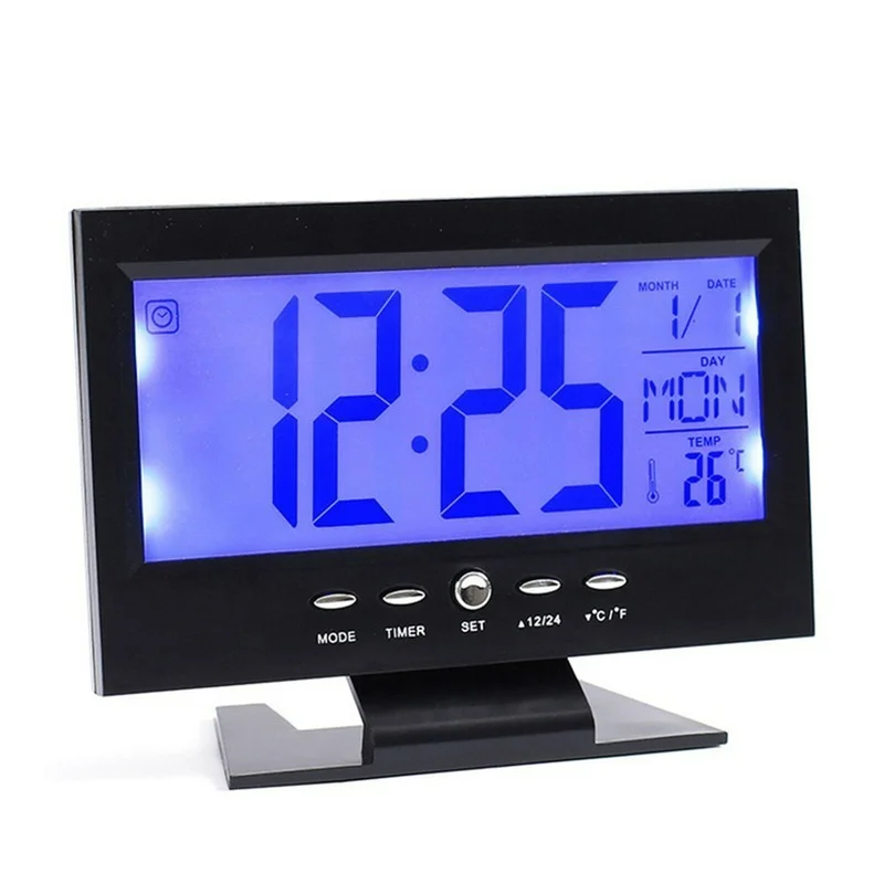 Electronic Desktop Clocks 8\'\' LCD Dementia Digital Calendar Day Clock Large Letter Year/Month/Week/Day Alarm Clock Watch Table