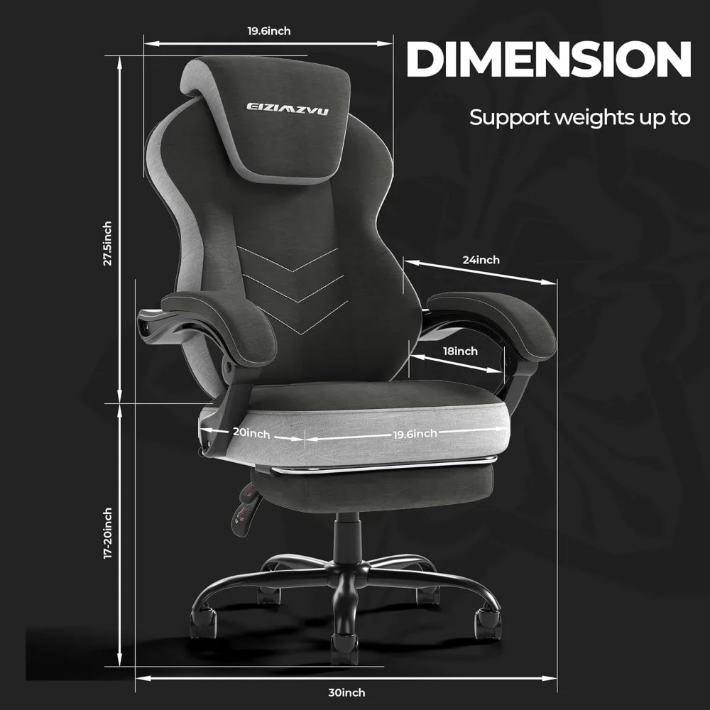 Ergonomic  Chair with Adjustable Headrest and Footrest,Back Computer Desk Chair with Linkage Armrests, Reclining Swivel Chair