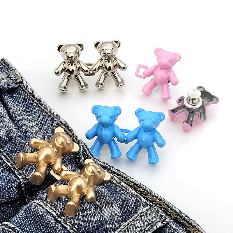 1-5 set cute bear Jeans Button Pins pantaloni chiusura a scatto tenditore regolabile fibbia in vita abbigliamento fai da te Jeans bottone senza cucito