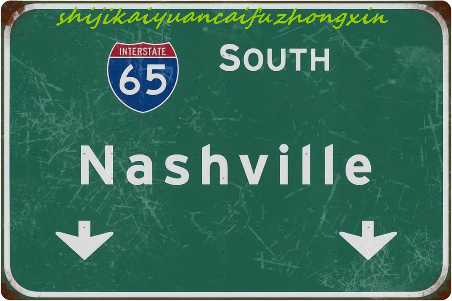 Tin Sign Vintage South Nashville Interstate 65 Road Sign Home Bar Club Cafe Restaurant Highway Direction Sign Art Wall Hanging W