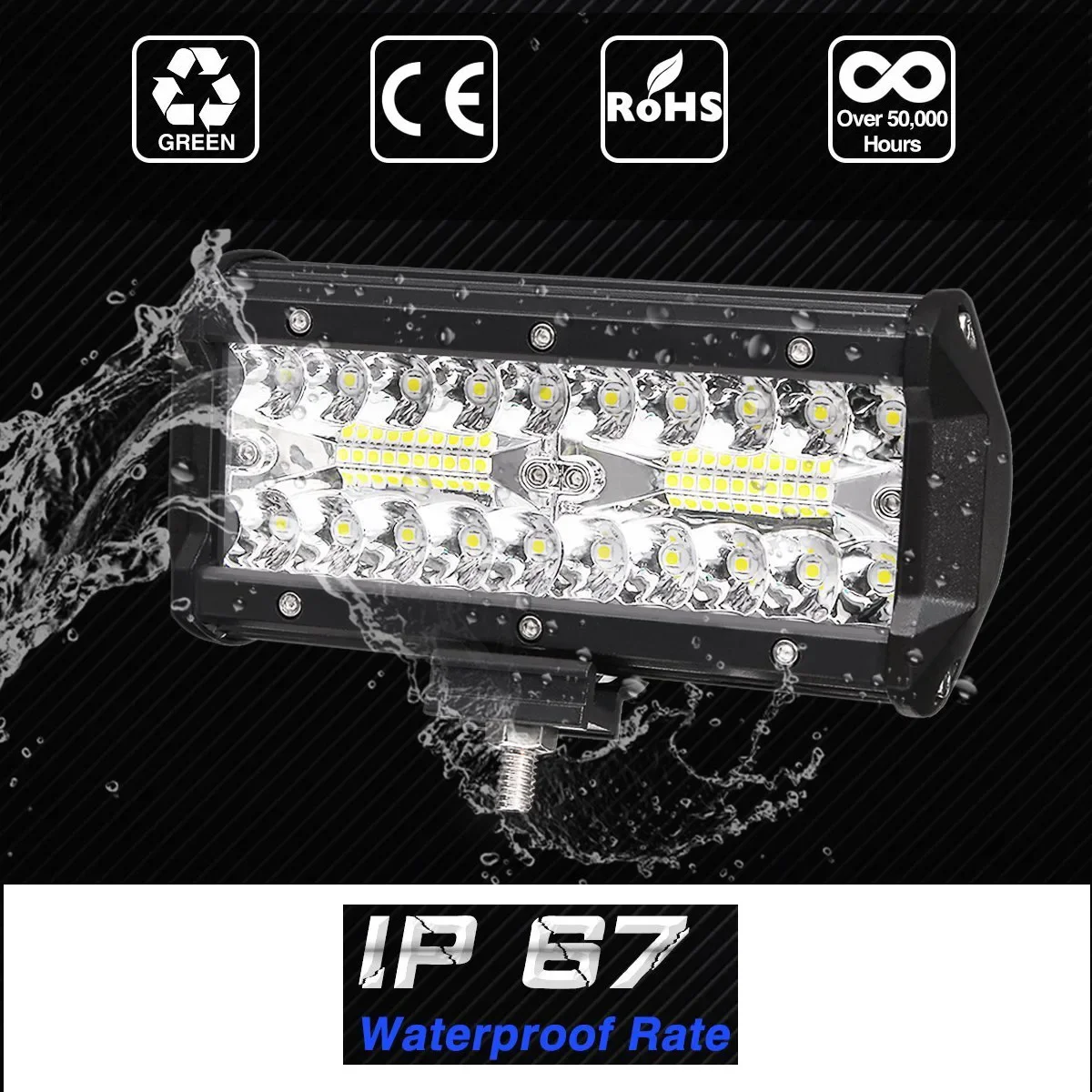 7-Inch LED120W Car Headlight Strip Auxiliary Maintenance Off-road Vehicle Three Rows of Fog Lights 40 Lights