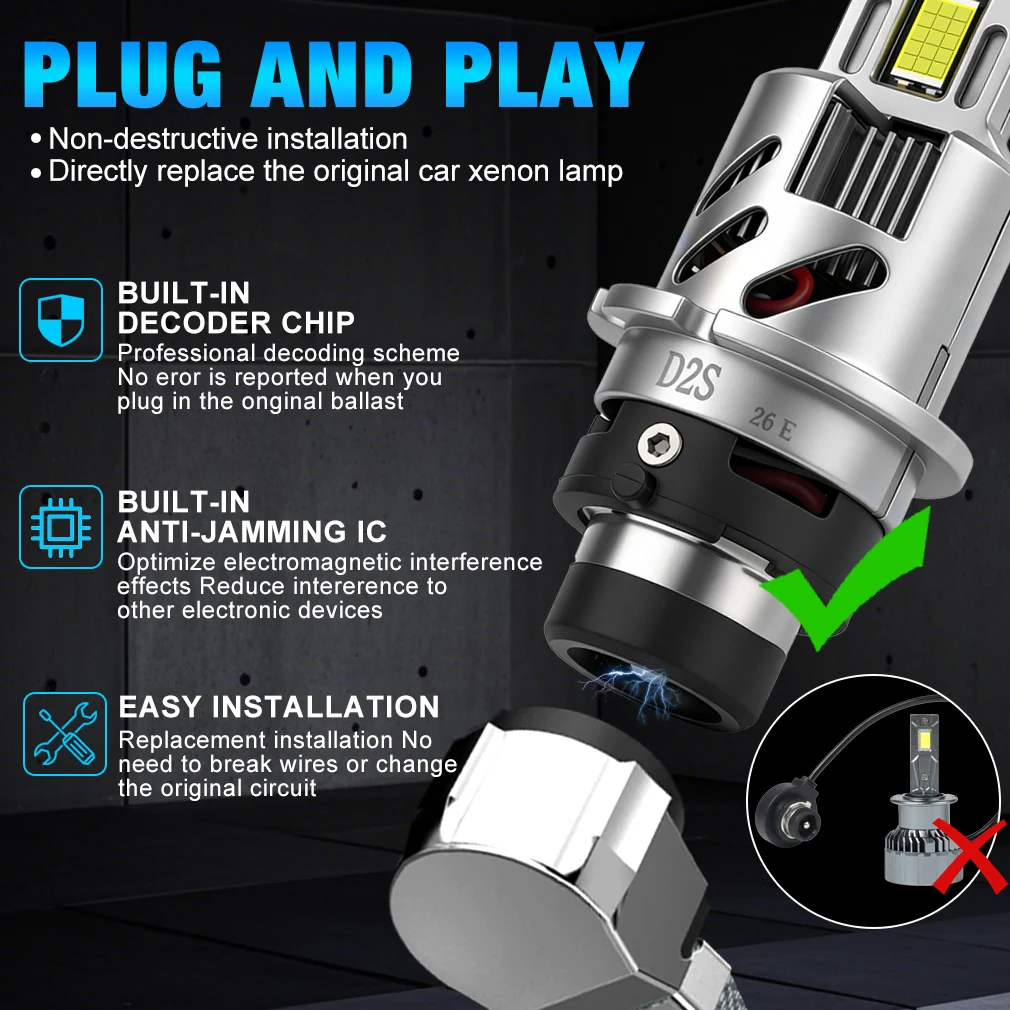 XSTORM D2S D4S LED Headlight Bulbs 5000w 80000LM D1S D3S Led Lights for Car Auto Headlight Canbus Double Copper Tube Car Llight view 6