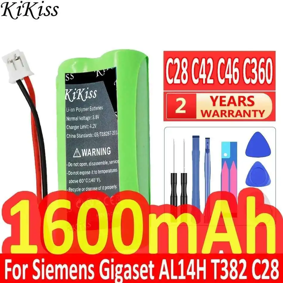

Аккумулятор 1600 мАч для Siemens Gigaset AL14H T382 C46 C365 A140 C36H V30145-K1310-X383 V30145-K1310-X359 55AAAHR28MX C28 C42 C360